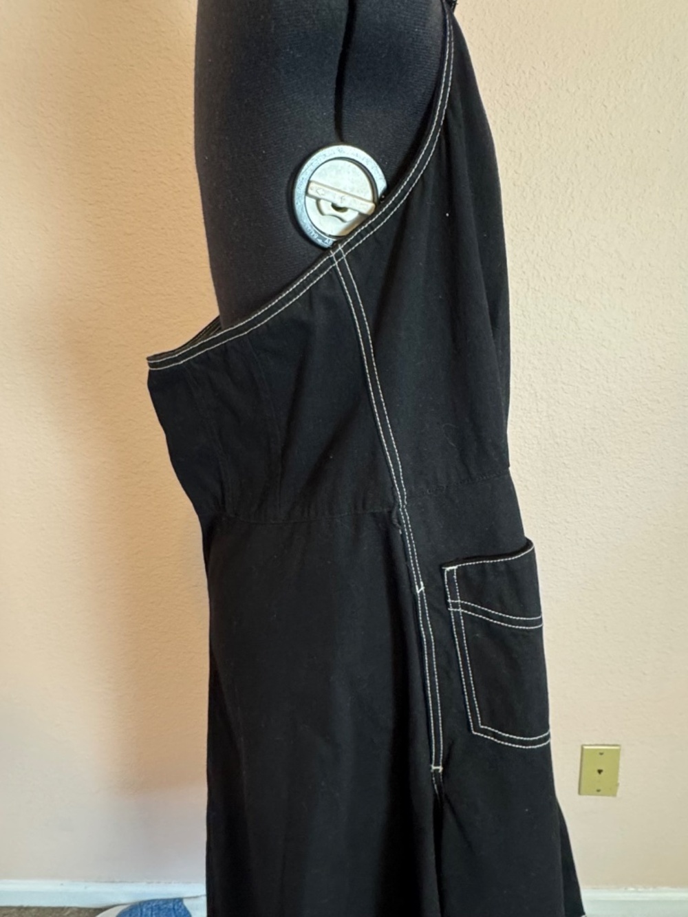 Vintage Ralph Lauren Black Denim Sleeveless Halter Midi Dress with Pockets Sz 16 - Picture 3 of 13